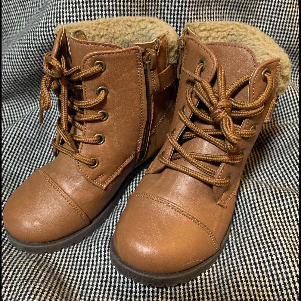 Wanted Girls Boots Brown Lace-up with zipper GRANNY GRUNGE Betsy Ankle